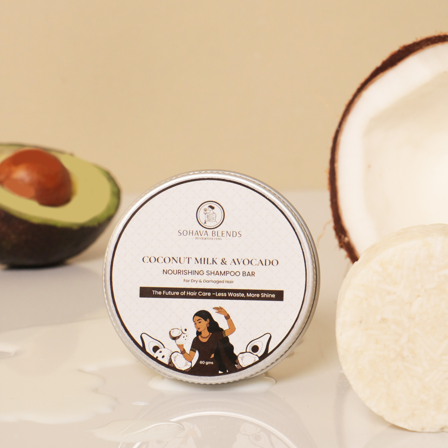 Coconut Milk & Avocado Nourishing Shampoo Bar For Dry & Damaged Hair I 60 gms