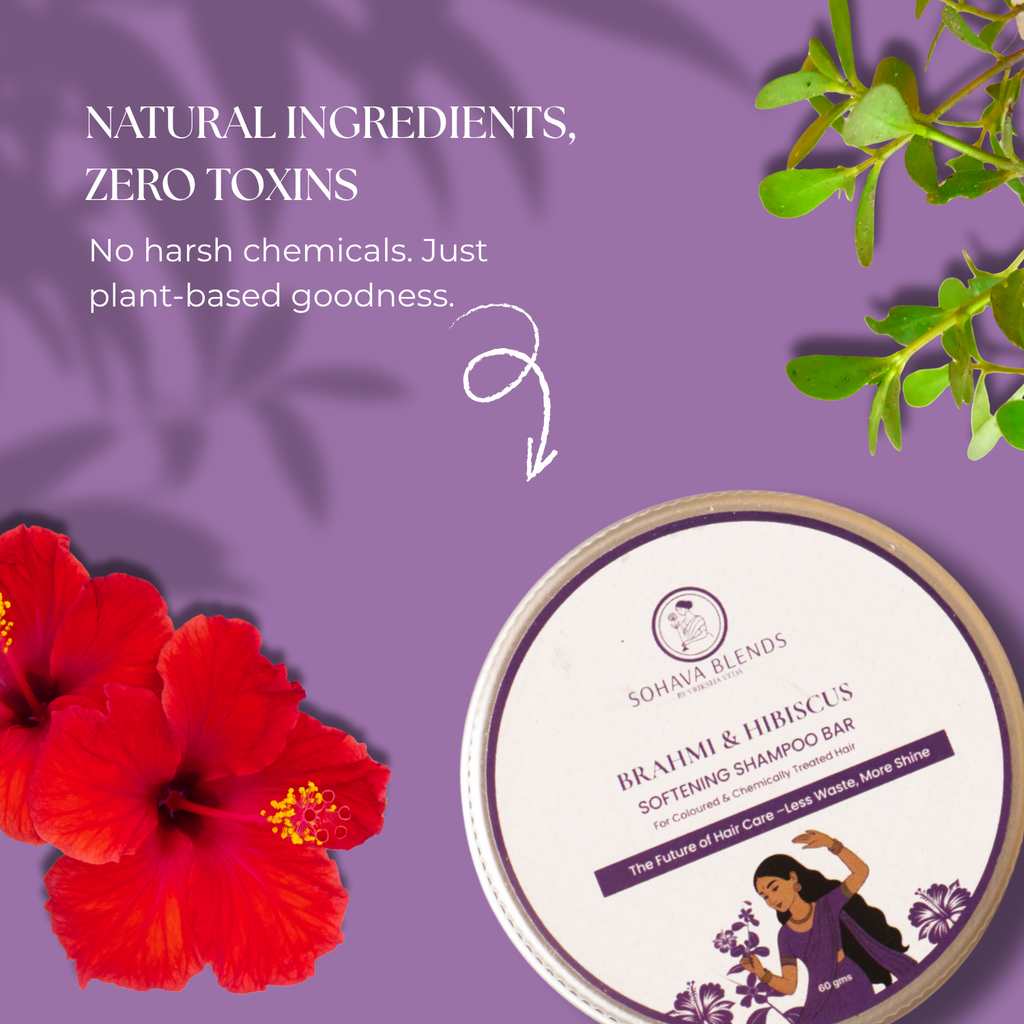 Brahmi & Hibiscus Softening Shampoo Bar For For Coloured & Chemically Treated Hair I 60 gms