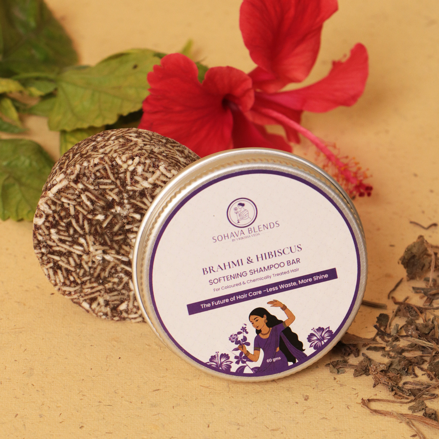 Brahmi & Hibiscus Softening Shampoo Bar For For Coloured & Chemically Treated Hair I 60 gms