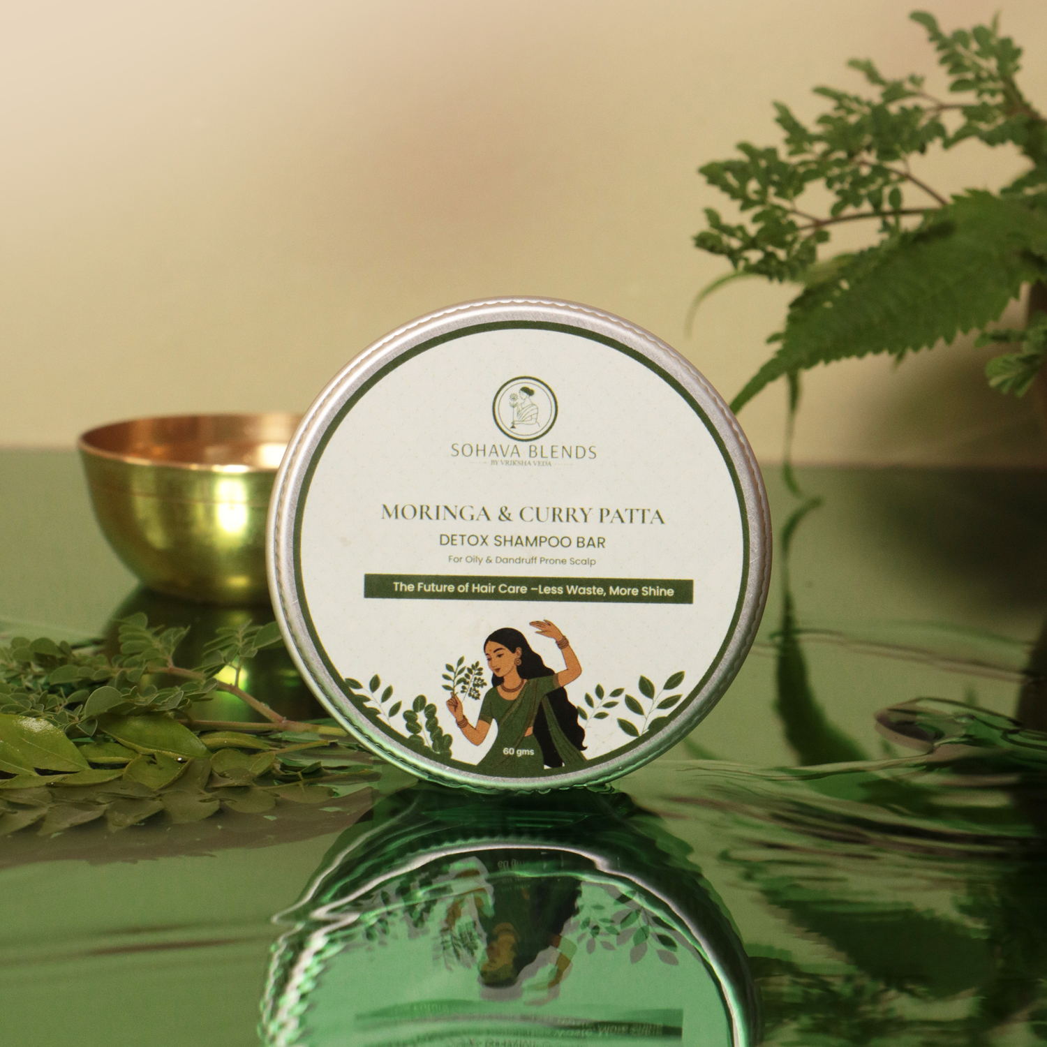 Moringa & Curry Patta Detox Shampoo Bar for Oily & Dandruff Prone Scalp I 60 gms